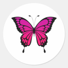 Rosa- och lila-fjäril runt klistermärke