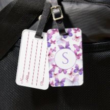 Rosa och lila fjärilar Anpassad monogram