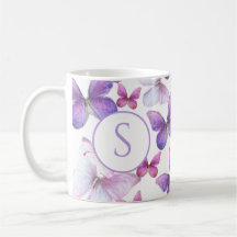 Rosa och lila fjärilar Anpassad monogram