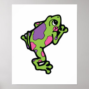 rosa och lila, fläckig groda i träd poster