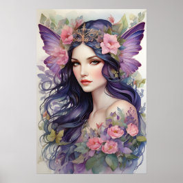 Rosa och Lila Flower Fairy Poster