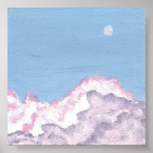 Rosa och Lila Fluffy Clouds Skriv ut Poster