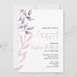 Rosa och Lila Foliage White Förlovningsfest Inbjudningar