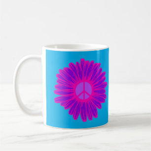 Rosa och lila fredsdaisy kaffemugg