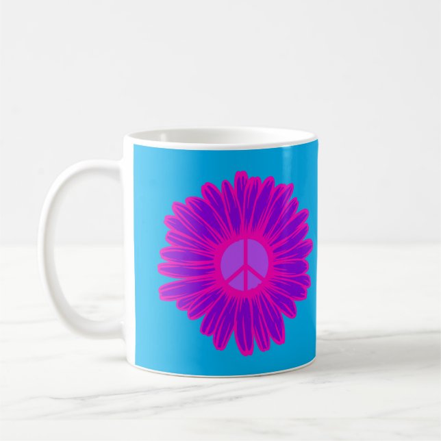 Rosa och lila fredsdaisy kaffemugg (Vänster)