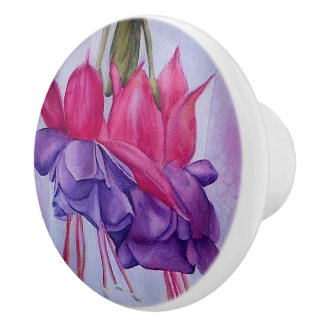 ROSA OCH LILA FUSCHIA FLOWER CERAMIC KNOB KNOPP (Höger)