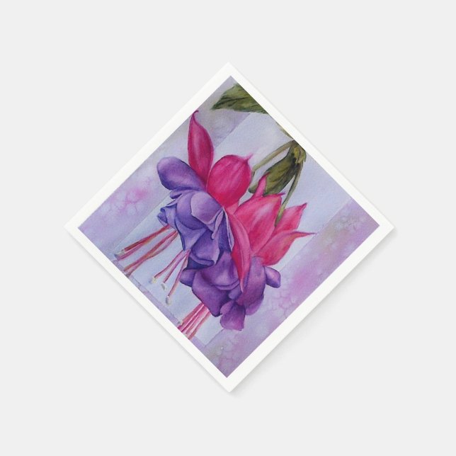 ROSA OCH LILA FUSCHIA FLOWER PAPPRA NAPKINER PAPPERSSERVETT (Hörn)