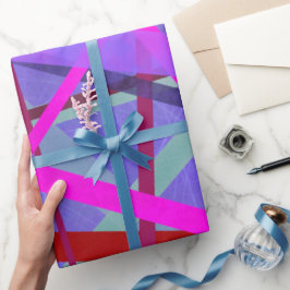 Rosa och Lila Geometric Colorful Linjer Presentpapper