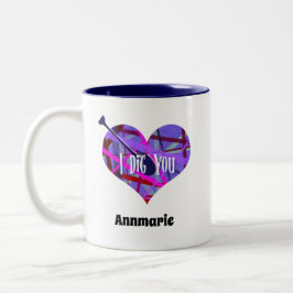 Rosa och Lila Geometric Linjer Heart Shape Två-Tonad Mugg