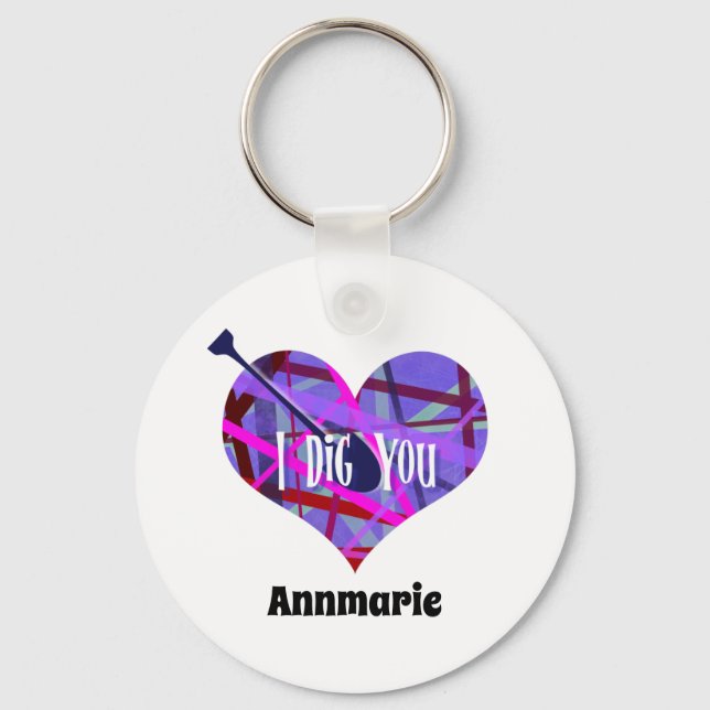 Rosa och lila geometriska linjer Hjärtform Nyckelring (Framsida)