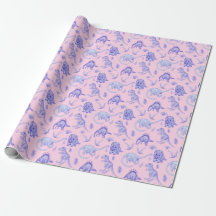 Rosa och Lila Girls Dinosaur Gift Wrap