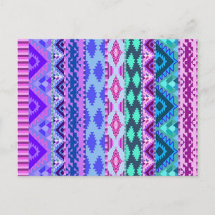 Rosa och Lila Girly Aztec Vykort