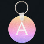 Rosa och Lila Glitter & Gnistra Monogram-förmån Nyckelring<br><div class="desc">Guld,  Orange,  Rosa och Lila Pastel Ombre Faux Glitter och Gnistra Elegant Nyckelring. Dessa nyckelkedjor kan anpassas så att de omfattar ditt första och första namn och är en perfekt-,  bachelorette-möhippa eller födelsedagsfest-tjänst.</div>