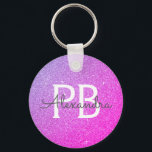 Rosa och Lila Glitter & Gnistra Monogram-förmån Nyckelring<br><div class="desc">Rosa och Lila Pastel Ombre Faux Glitter och Gnistra Elegant Nyckelring. Dessa nyckelkedjor kan anpassas så att de omfattar ditt första och första namn och är en perfekt-,  bachelorette-möhippa eller födelsedagsfest-tjänst.</div>