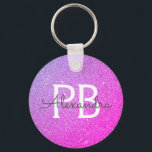 Rosa och Lila Glitter & Gnistra Monogram-förmån Nyckelring<br><div class="desc">Rosa och Lila Pastel Ombre Faux Glitter och Gnistra Elegant Nyckelring. Dessa nyckelkedjor kan anpassas så att de omfattar ditt första och första namn och är en perfekt-,  bachelorette-möhippa eller födelsedagsfest-tjänst.</div>