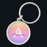 Rosa och Lila Glitter & Gnistra Monogram-förmån Rund Silverfärgad Nyckelring<br><div class="desc">Guld,  Orange,  Rosa och Lila Pastel Ombre Faux Glitter och Gnistra Elegant Nyckelring. Dessa nyckelkedjor kan anpassas så att de omfattar ditt första och första namn och är en perfekt-,  bachelorette-möhippa eller födelsedagsfest-tjänst.</div>