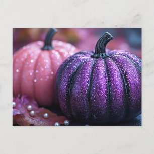 Rosa och Lila Glitter Halloween-hälsningskort Vykort