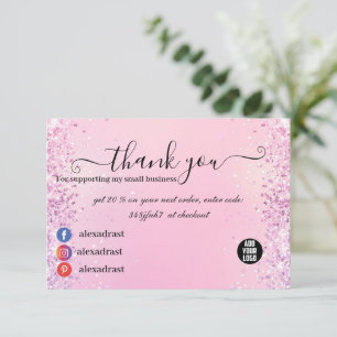 Rosa och Lila Glitter Ombre Business Tack Kort