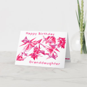 Rosa- och Lila Granddotter-födelsedagskort Kort