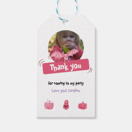 Rosa och lila Halloween-födelsedagsfest tack Presentetikett