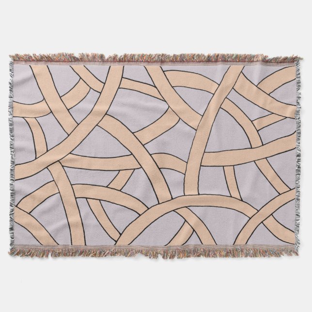 Rosa och Lila Hand plockade Fantasy Mönster Filt (Framsidan)