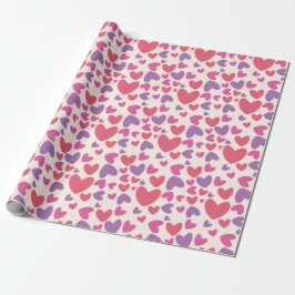 Rosa och Lila Hearts Valentine Wrapping Papper Presentpapper