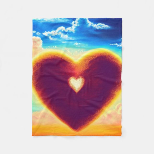 Rosa och Lila Hjärtat Fleecefilt (Framsidan)