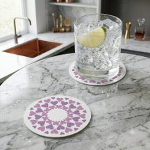 Rosa och lila hjärtformade underlägg