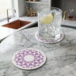 Rosa och lila hjärtformade underlägg papper rund