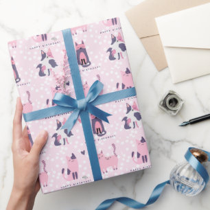 Rosa och Lila i Cats Barns födelsedag Presentpapper