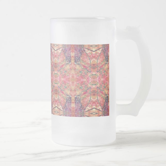 Rosa och lila i mönster frostat ölglas (Höger)