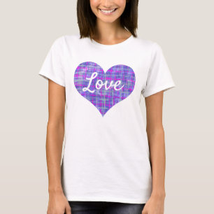 Rosa och Lila i texthjärta T Shirt
