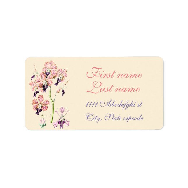 Rosa och lila: illustration av orkidévetenskapen adressetikett (Framsidan)