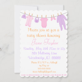 Rosa och Lila Inbjudningar till små kläder
