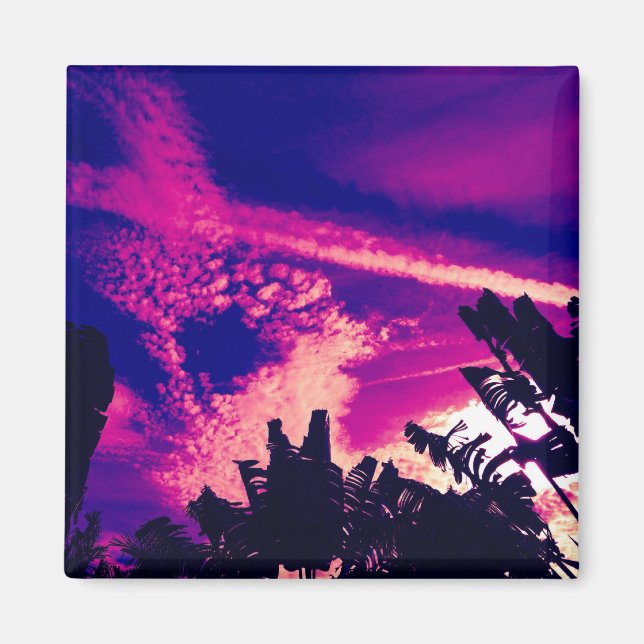 Rosa och lila intressant himmel magnet (Framsidan)