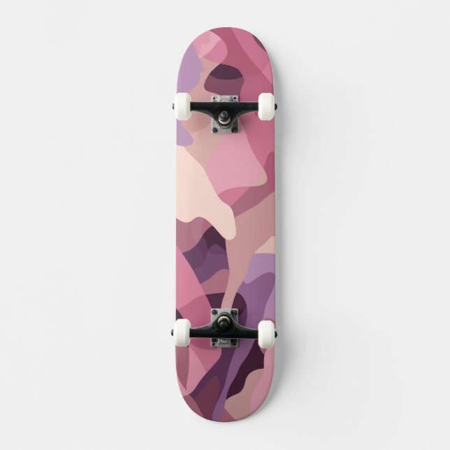 Rosa- och lila-kamouflage mönster mini skateboard bräda 18,5 cm (Framsida)