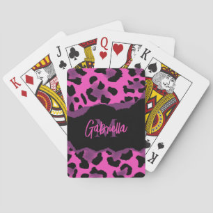 Rosa och Lila Leopard Skriv ut Casinokort