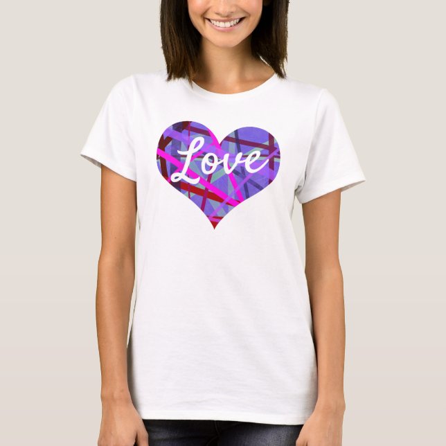 Rosa och Lila Linjer Mönster T Shirt (Framsida)