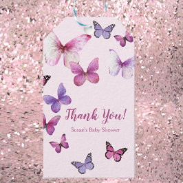 Rosa och Lila Little Butterfly Baby Shower Presentetikett