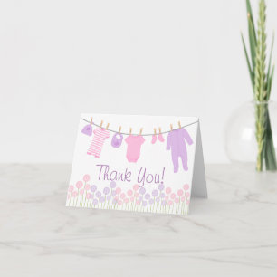 Rosa och Lila Little Clothes Baby Sprinkle Tack Kort