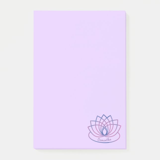 Rosa och Lila Lotus Flower Post-it Block (Framsida)