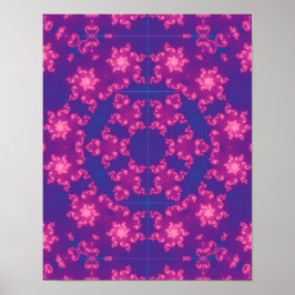 Rosa och Lila Mandela Round Snöflingor Poster