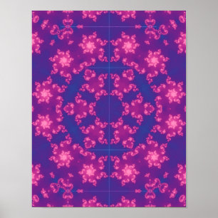 Rosa och Lila Mandela Round Snöflingor Poster