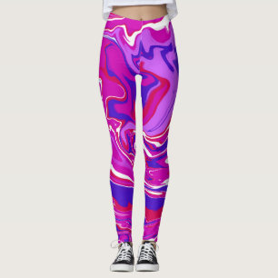 Rosa och Lila Marble Swirl Leggings
