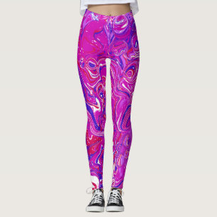 Rosa och Lila Marble Swirls Leggings