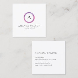 Rosa och lila modern monogram fyrkantigt visitkort