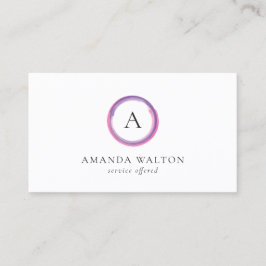 Rosa och lila modern monogram visitkort
