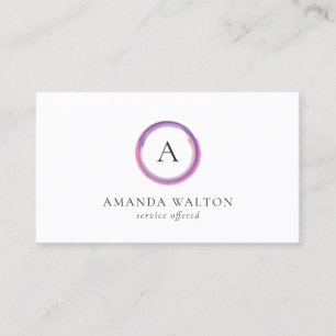 Rosa och lila modern monogram visitkort