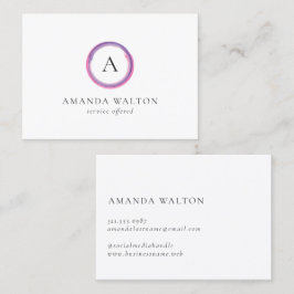 Rosa och lila modern monogram visitkort