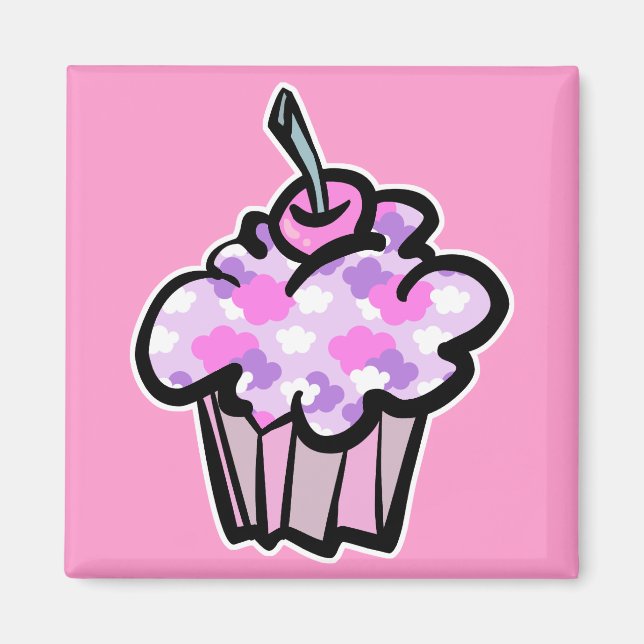 rosa och lila moln cupaka magnet (Framsidan)